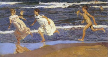 Joaquín Sorolla corriendo niños playa impresionismo costero Pinturas al óleo